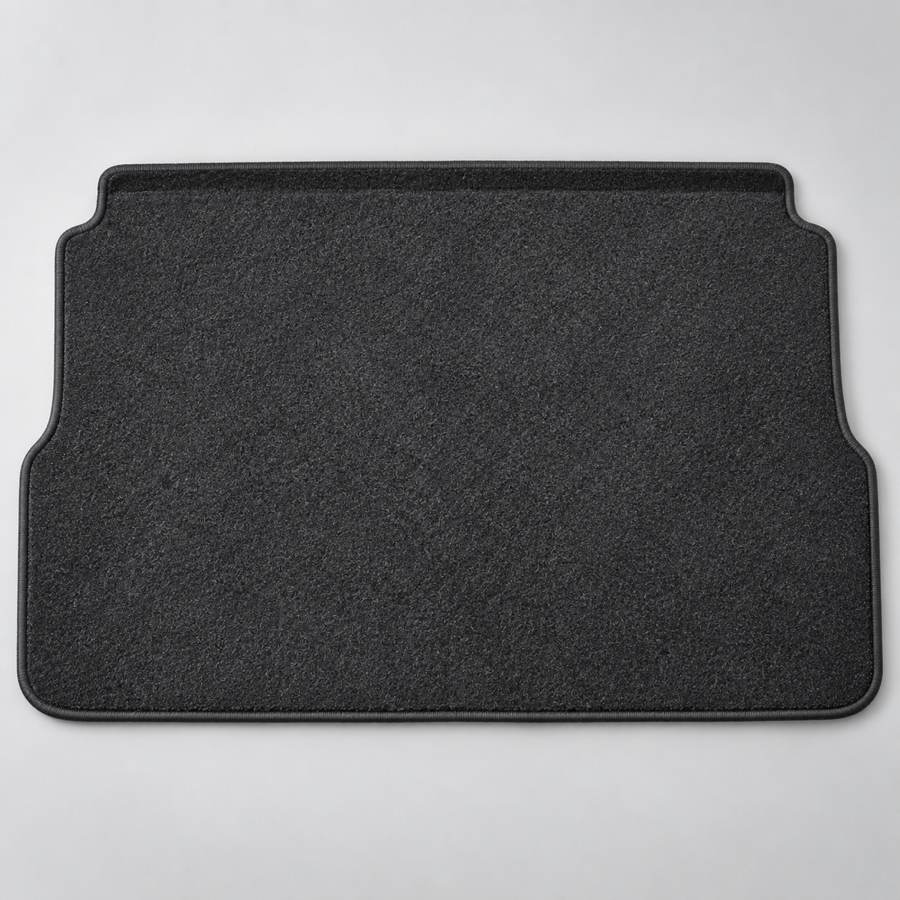 Tailored boot mat laid flat, bound edge